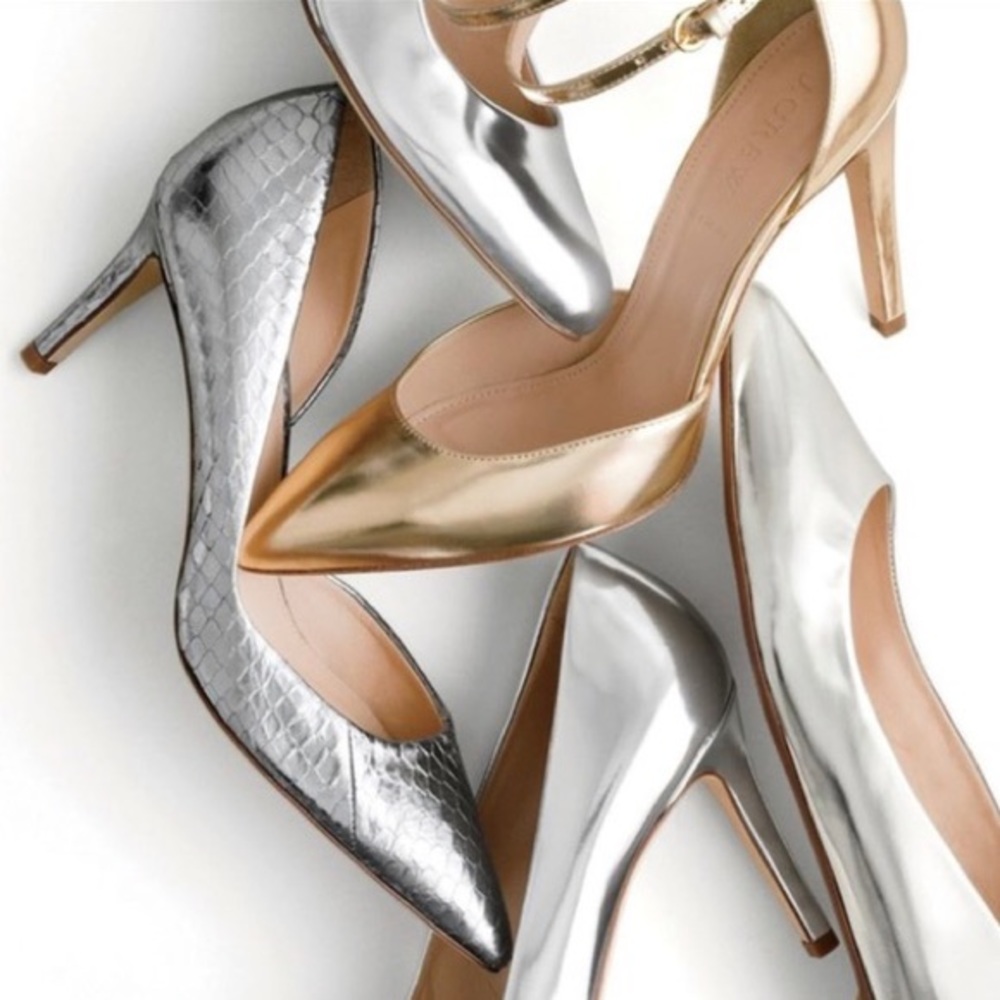 J. Crew Valentina mirror metallic pumps silver